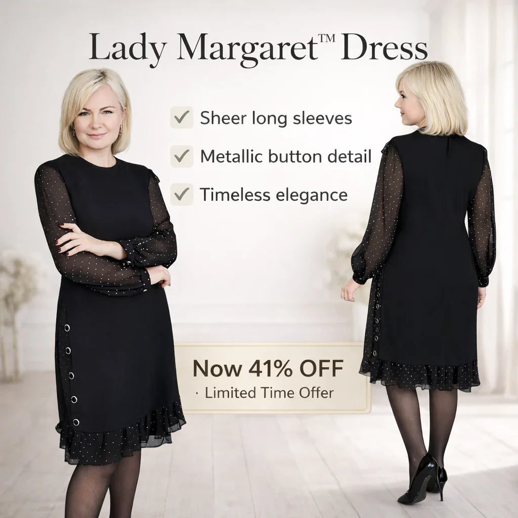 Lady Margaret™ Dress with Sheer Long Sleeves and Delicate Details