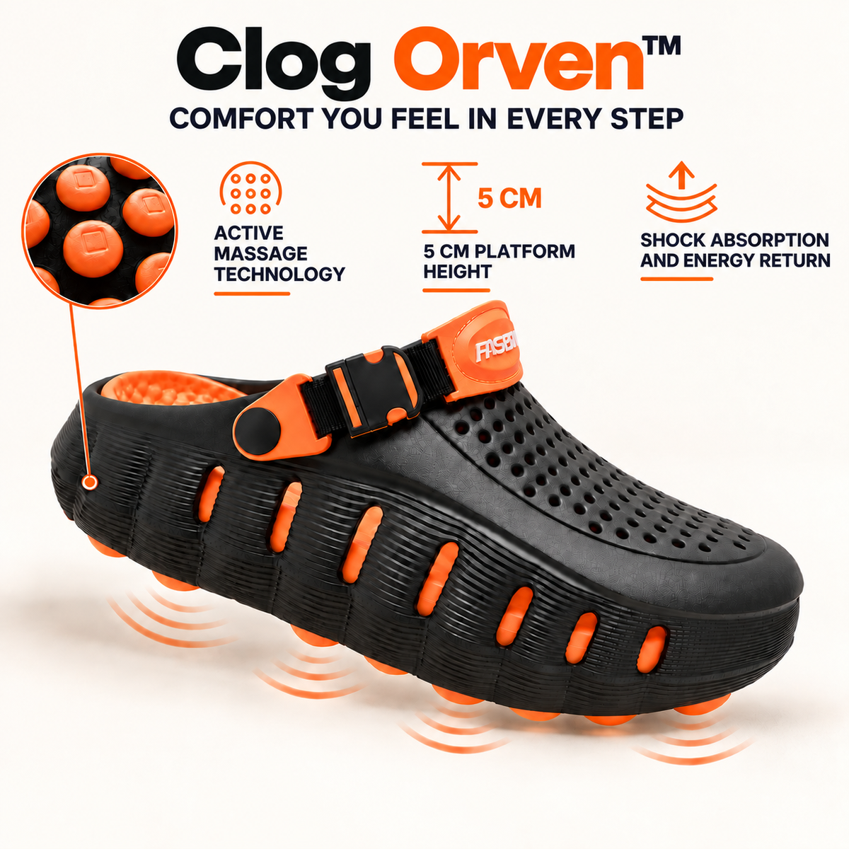 Orven™ Clog With a Massaging Sole and 2-Inch Impact-Responsive Platform