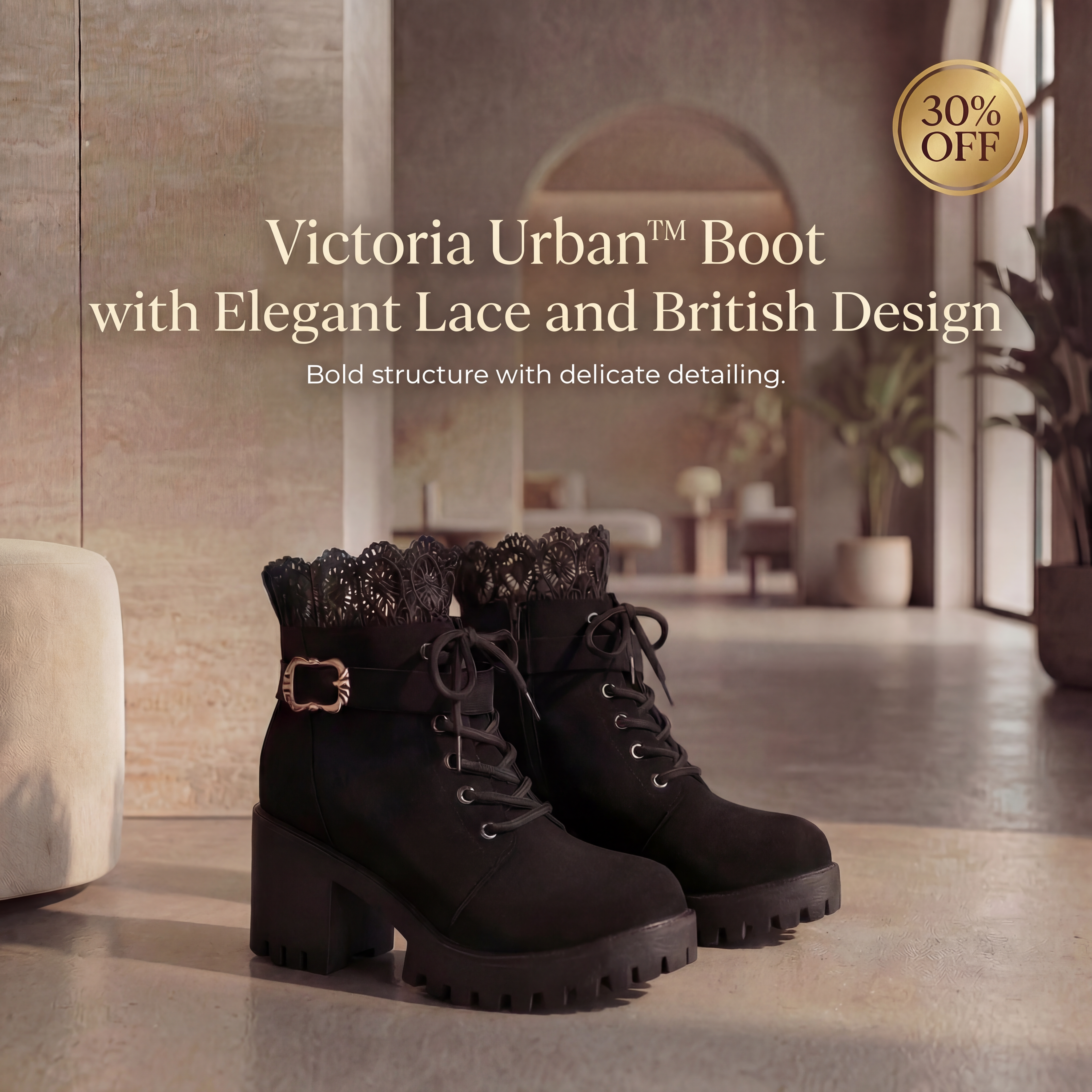 Victoria Urban™ Boot with Elegant Lace and British Design