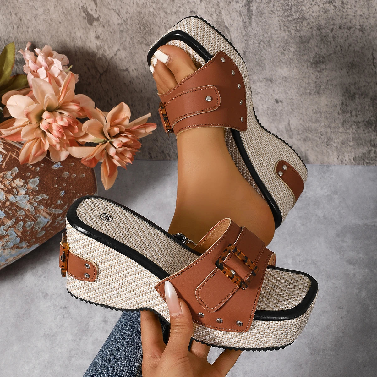 Palermo™ High Platform Sandal with Synthetic Leather / Mediterranean Charm that Elevates Any Look!