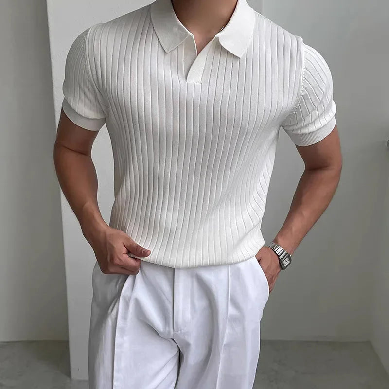 Da Vinci™ Polo Shirt in Lightweight Italian Knit with Minimalist Collar / Comfortable, Sophisticated and Impossible to Ignore!