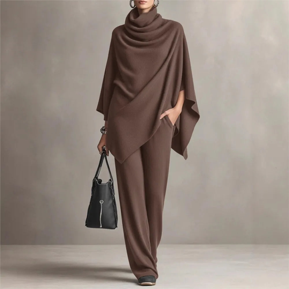 Iris™ Set with Asymmetric Draped-Neck Top and Wide-Leg Pants