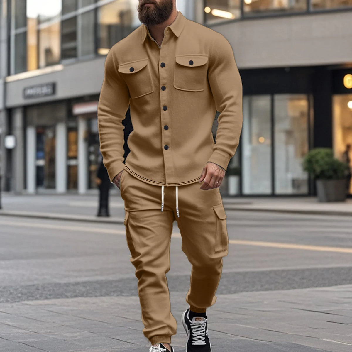Set Benson™ in Fleece with Long-Sleeve Shirt and Cargo Pants