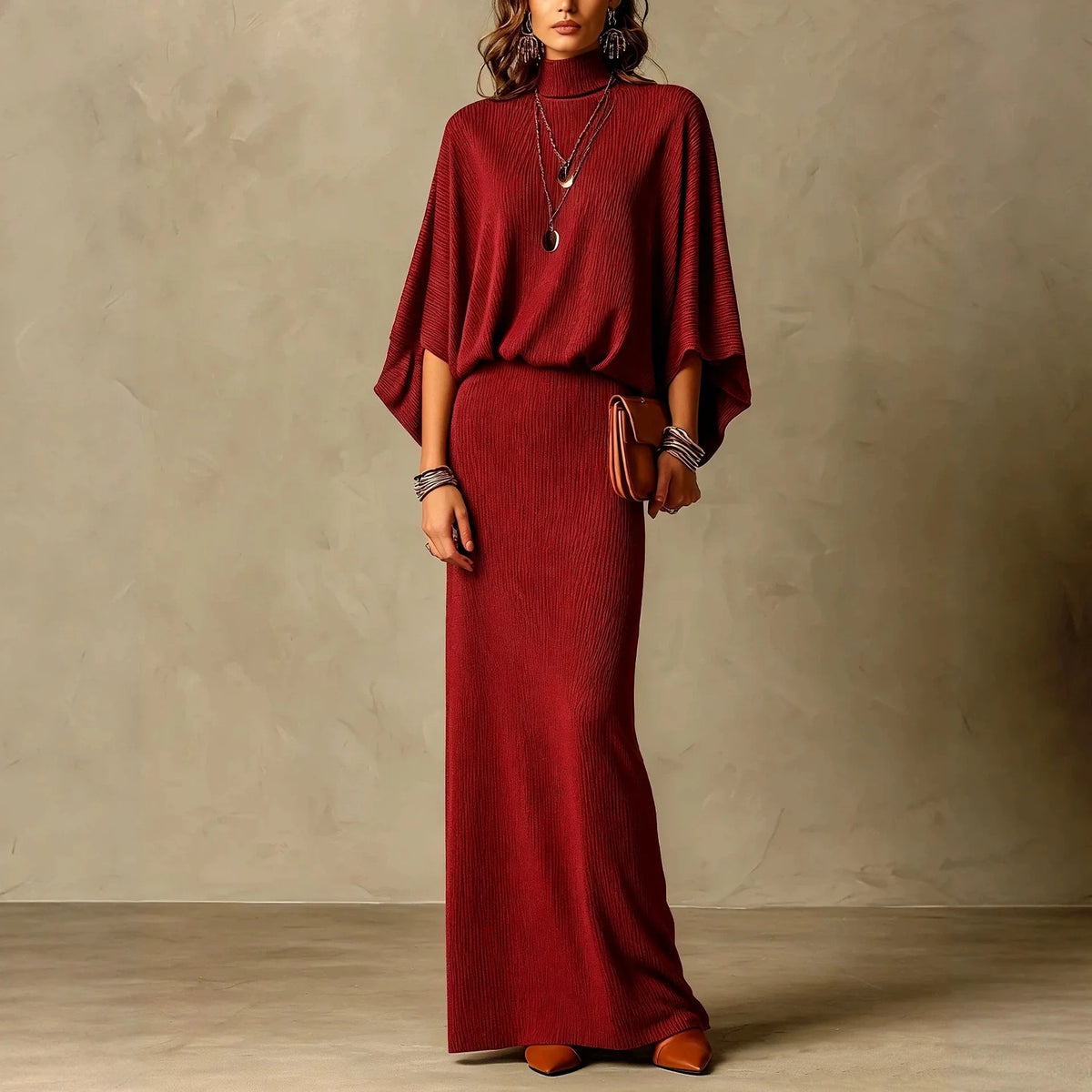 Vicenza™ Two-Piece Set with High-Neck Top and Long Straight-Fit Skirt