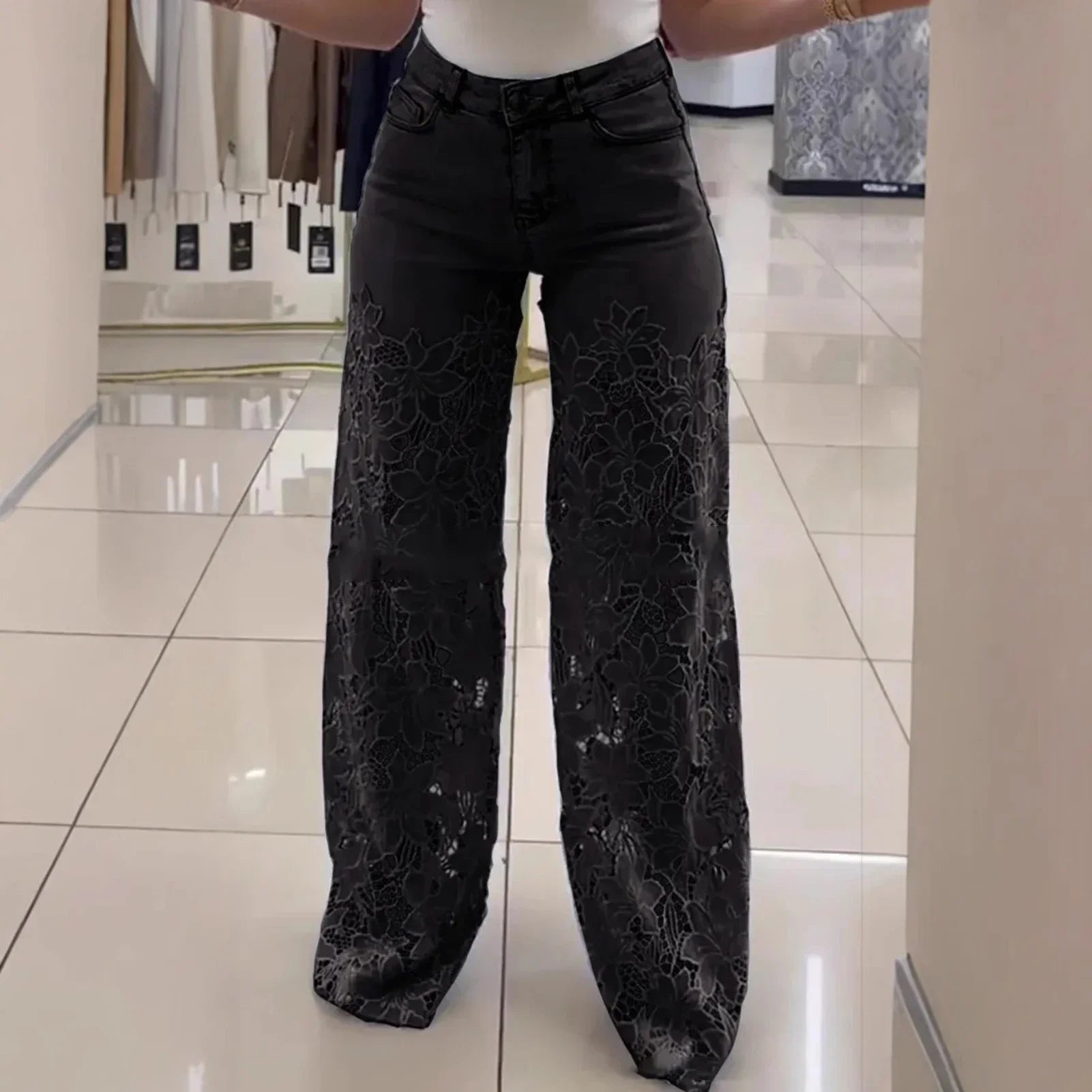 Bethania™ Jeans in Modern Denim with Handcrafted Floral Lace / Casual Chic Style and Comfort for Memorable Looks!