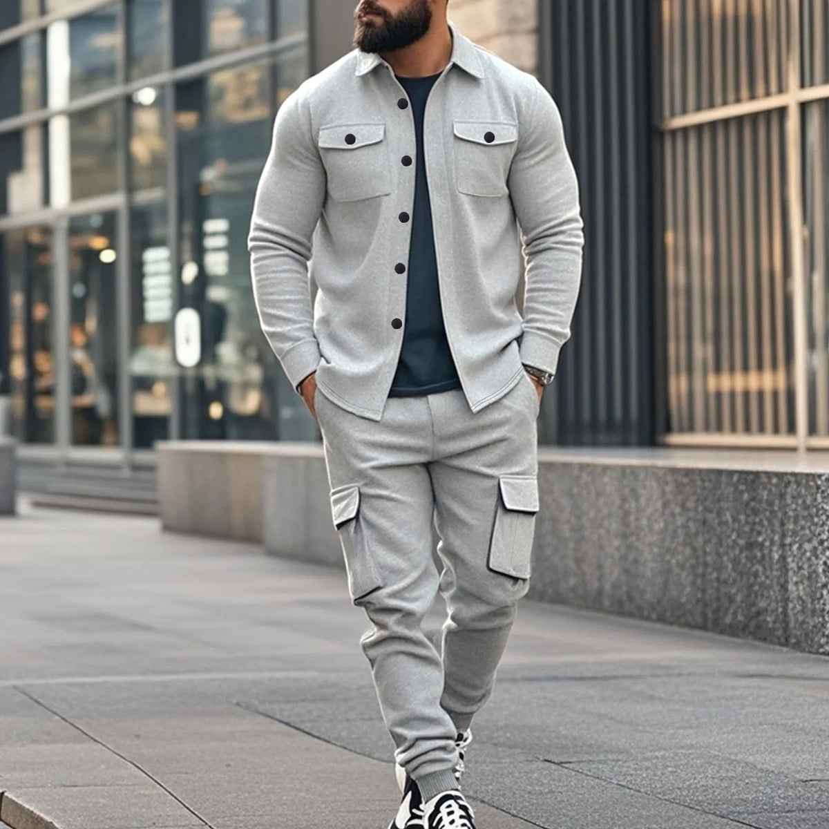 Set Benson™ in Fleece with Long-Sleeve Shirt and Cargo Pants