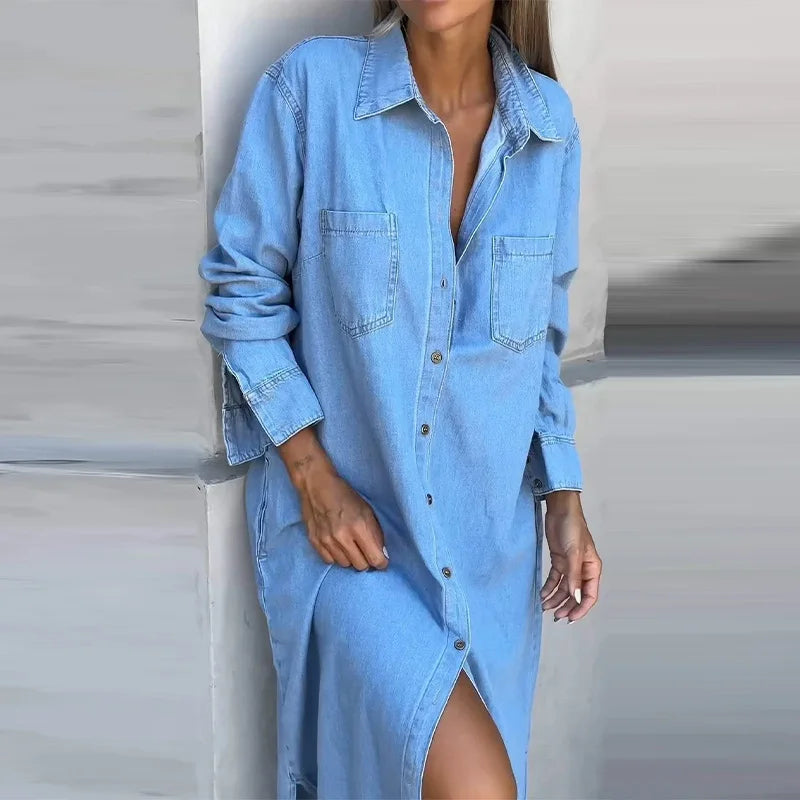 Camden™ Dress in Light Denim Jeans with Front Buttons / The Casual Chic that Walks with You!