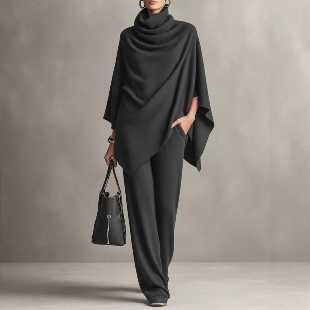 Iris™ Set with Asymmetric Draped-Neck Top and Wide-Leg Pants