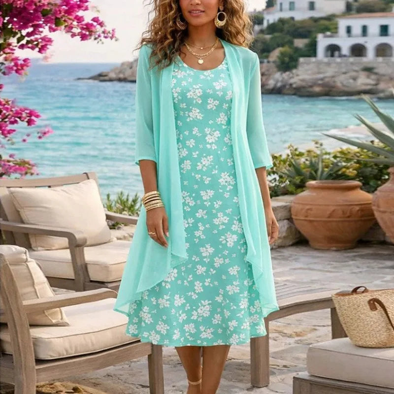 Lavinia™ Floral Dress Set With Lightweight Cardigan