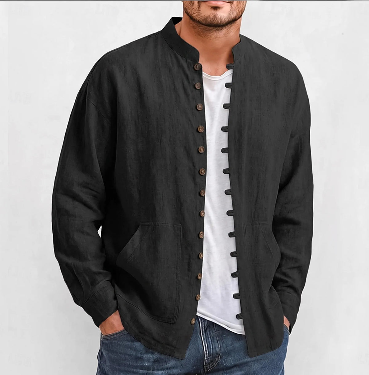 Bastien™ Shirt with Textured Fabric and Front Buttons with Toggle Details