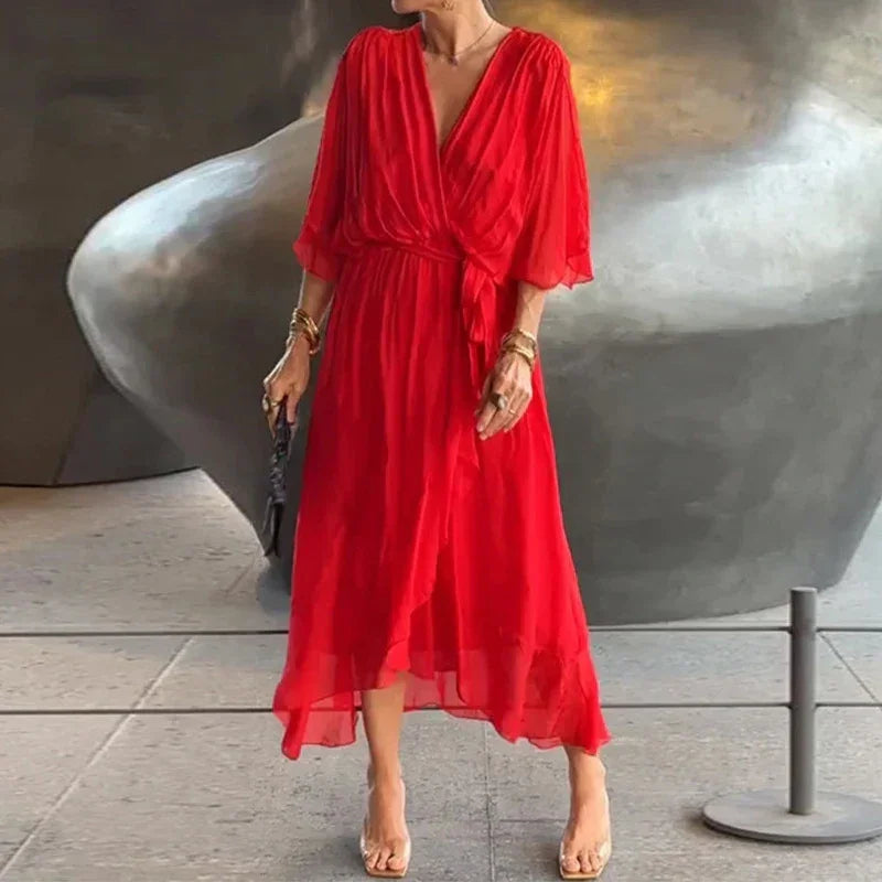Lumière™ Dress with Flowing Sleeves and Adjustable Waist / The Perfect Balance between Lightness and Elegance!