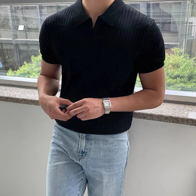 Da Vinci™ Polo Shirt in Lightweight Italian Knit with Minimalist Collar / Comfortable, Sophisticated and Impossible to Ignore!