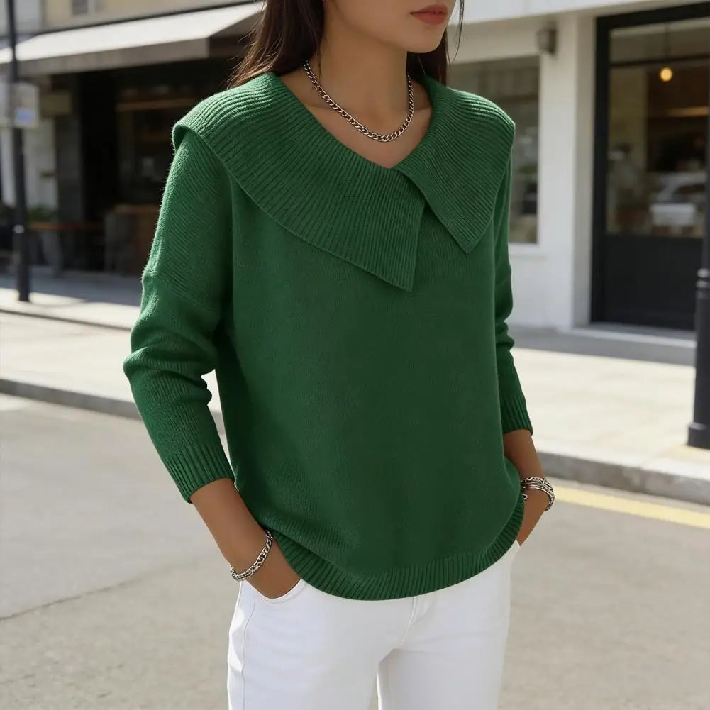 Noelle™ Sweater in Textured Knit with Stylized Collar