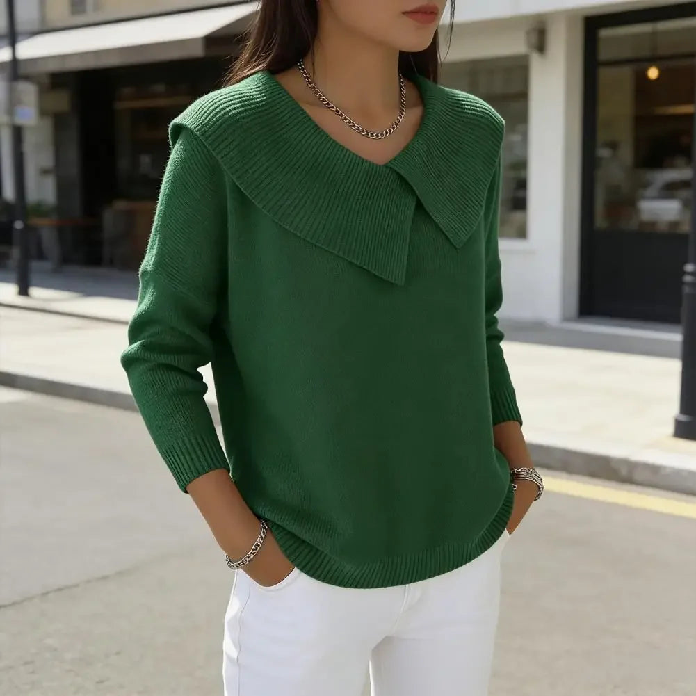 Noelle™ Sweater in Textured Knit with Stylized Collar