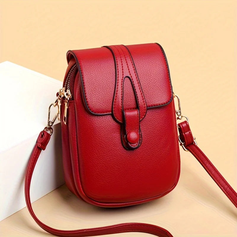 Women's Compact Leather Crossbody Bag with Minimalist Design and Adjustable Strap!