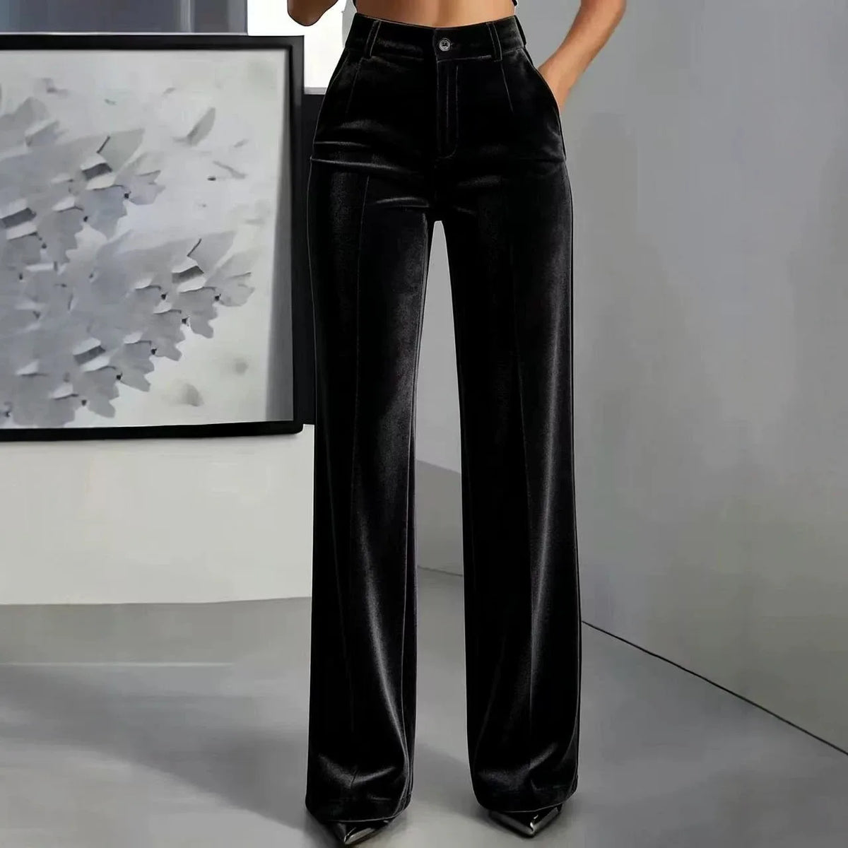 Lucerna™ High-Waisted Velvet-Touch Wide-Leg Pants
