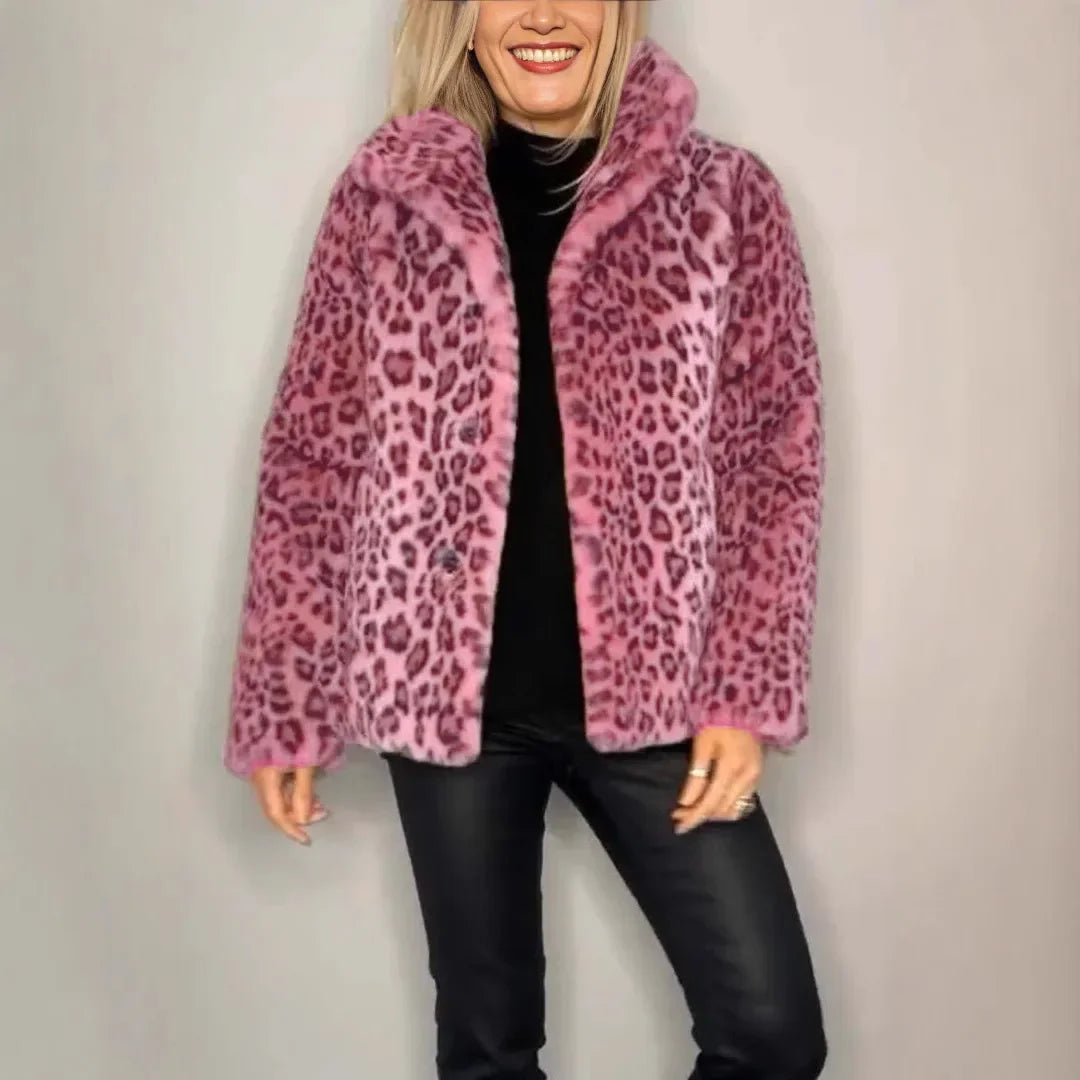 Panther Luxe™ Coat in Plush Fur with Wild Print / The Bold Side of Feminine Elegance!