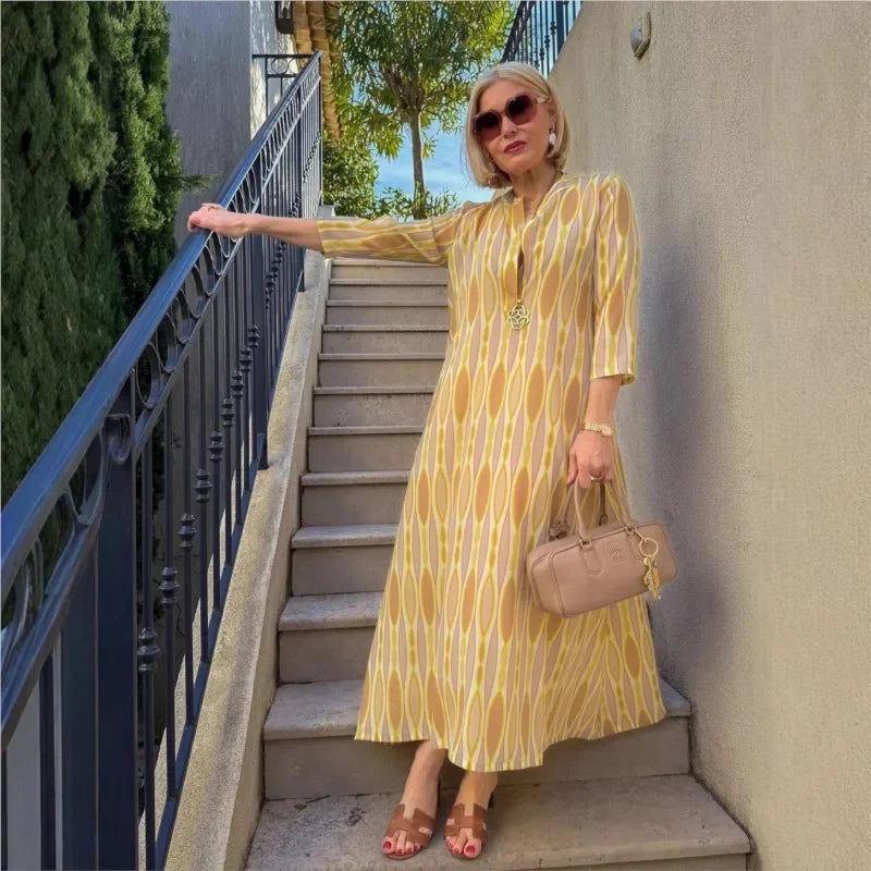 Soleil Class™ Dress in Premium Viscose with Mediterranean Print