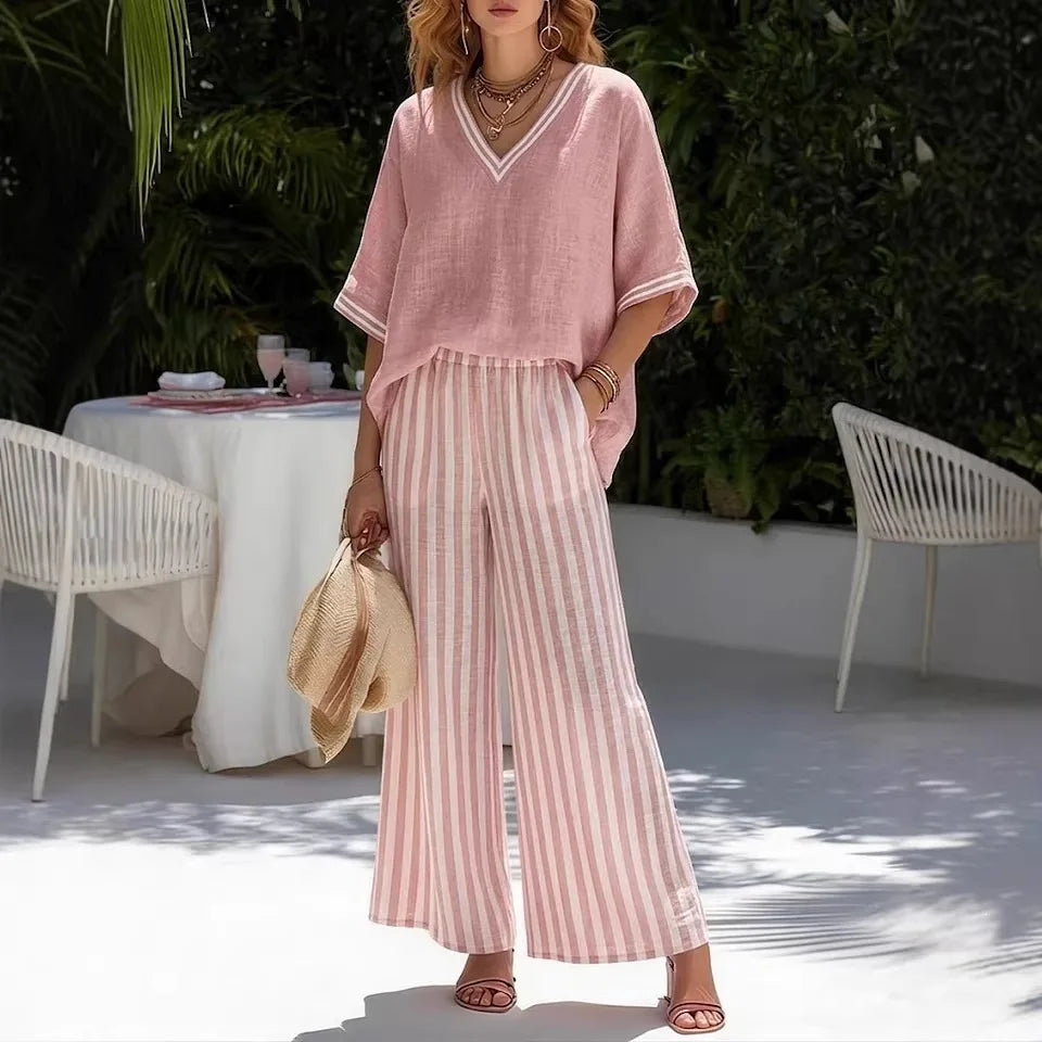 Callenne™ Cotton-Linen Set with Elegant Contrast