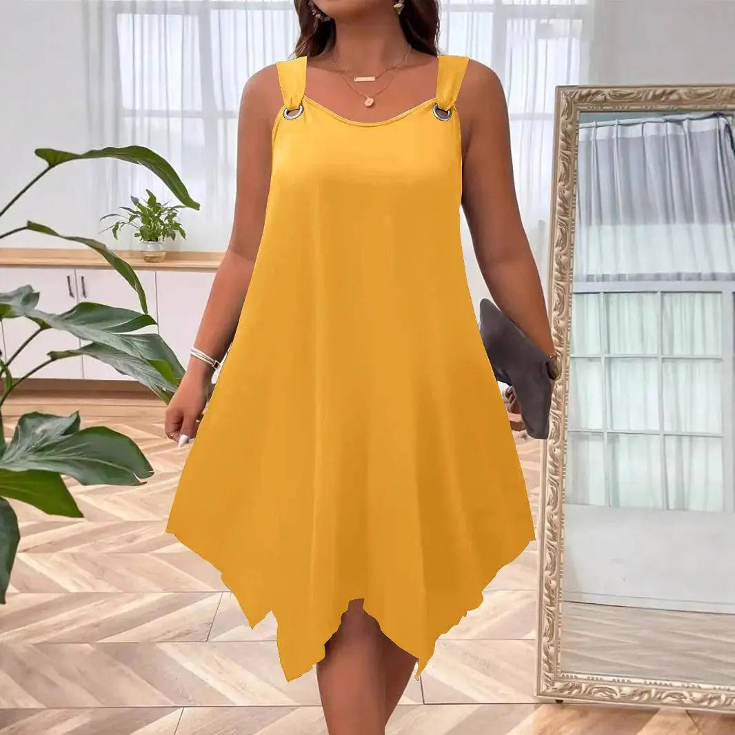 Soraya™ Dress with Asymmetrical Hem and Metal-Ring Straps
