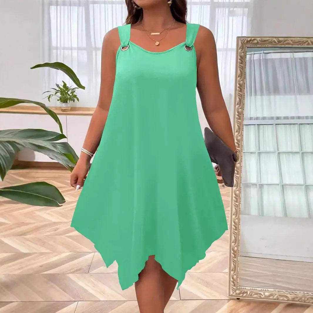Soraya™ Dress with Asymmetrical Hem and Metal-Ring Straps