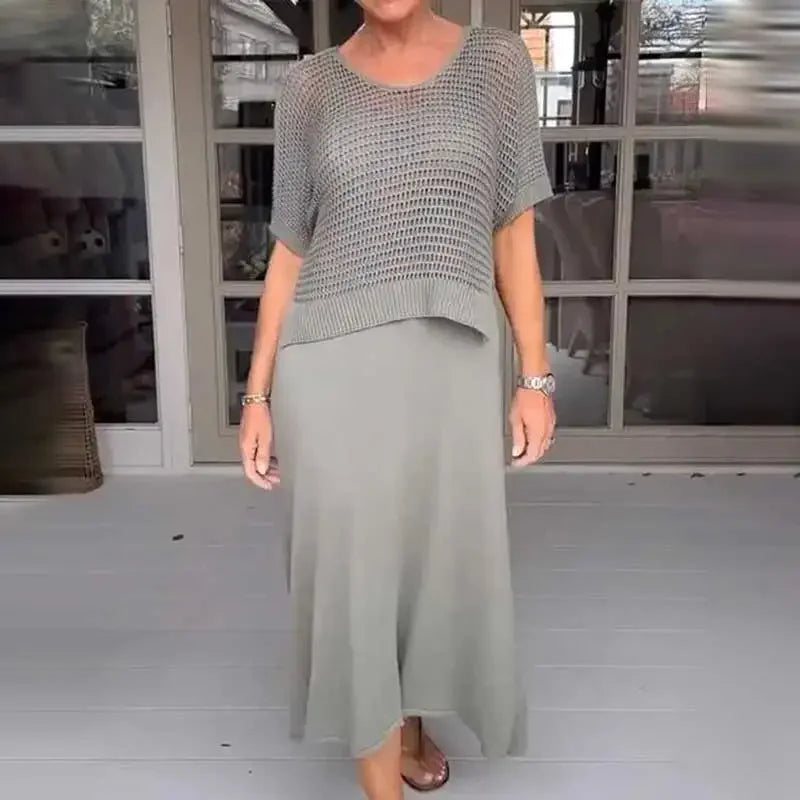 Maresia™ Set with Handmade Crochet Top and Flowing Dress / Casual elegance for summer days!