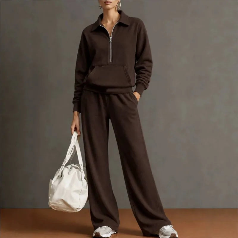 Norelle™ Set with Half-Zip Top, Kangaroo Pocket and Wide-Leg Pants