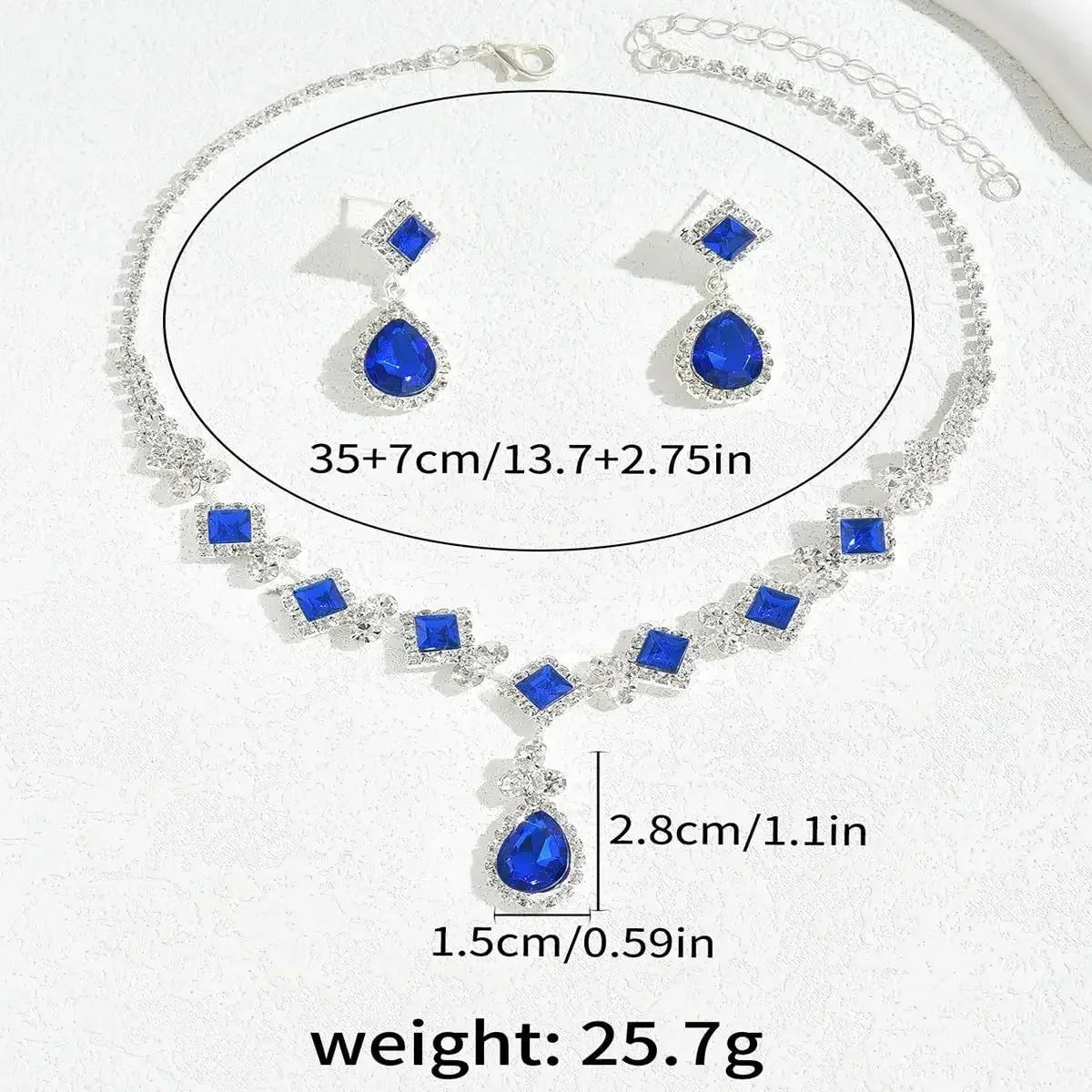 Natural Stone Gala Jewelry Set - Zirconia Necklace and Earring for Special Occasions!