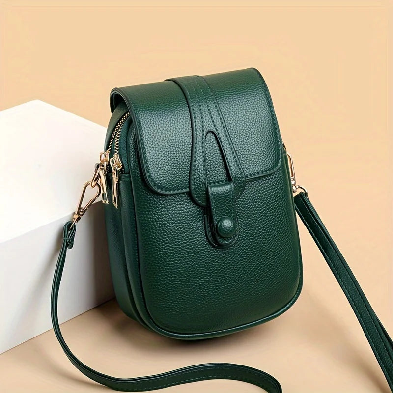 Women's Compact Leather Crossbody Bag with Minimalist Design and Adjustable Strap!