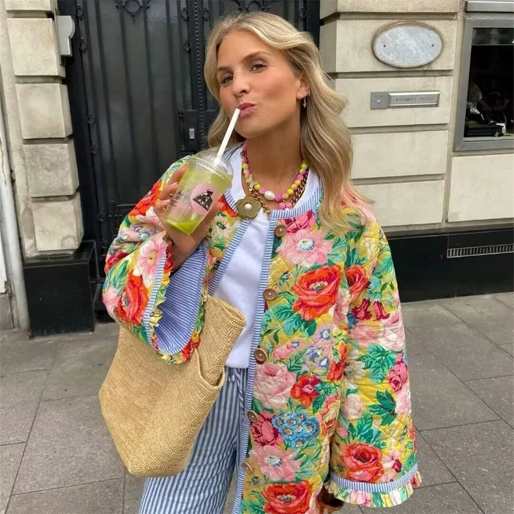 Amsterdam Jacket™ with Premium Floral Print and Quilted Texture / The Must-Have Statement Piece for Effortless Style!