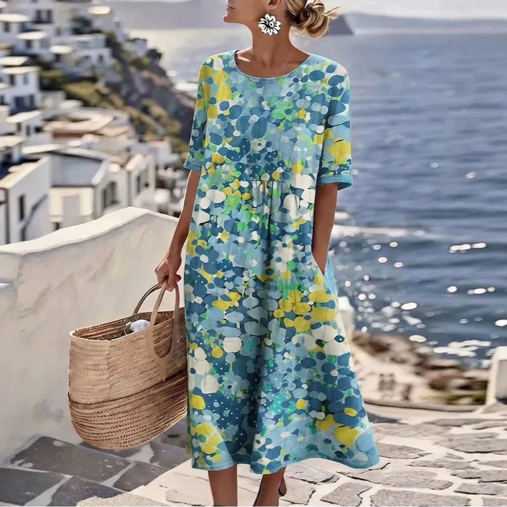 Florenne™ Dress with Abstract Floral Print and Relaxed Silhouette