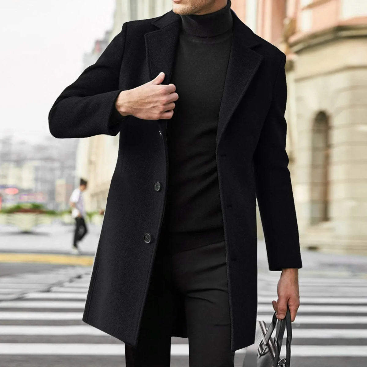 Westford™ Men's Overcoat with Longline Cut, Classic Lapels and Straight Fit