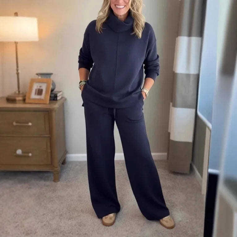 MontBliss™ Set with Thermal Turtleneck Top and Cozy Straight-Leg Pants / Stylish Design That Fights the Cold With You!
