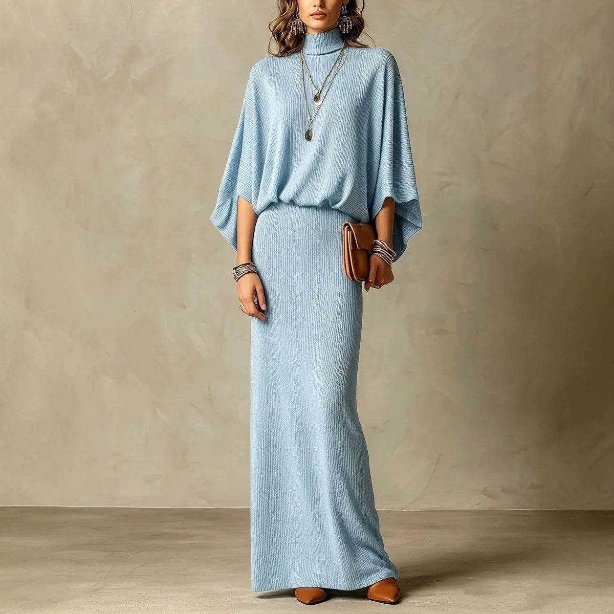Vicenza™ Two-Piece Set with High-Neck Top and Long Straight-Fit Skirt