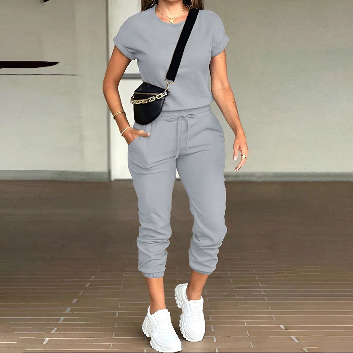 Livenza™ Two-Piece Set with Short-Sleeve Top and Jogger Pants with Adjustable Waistband