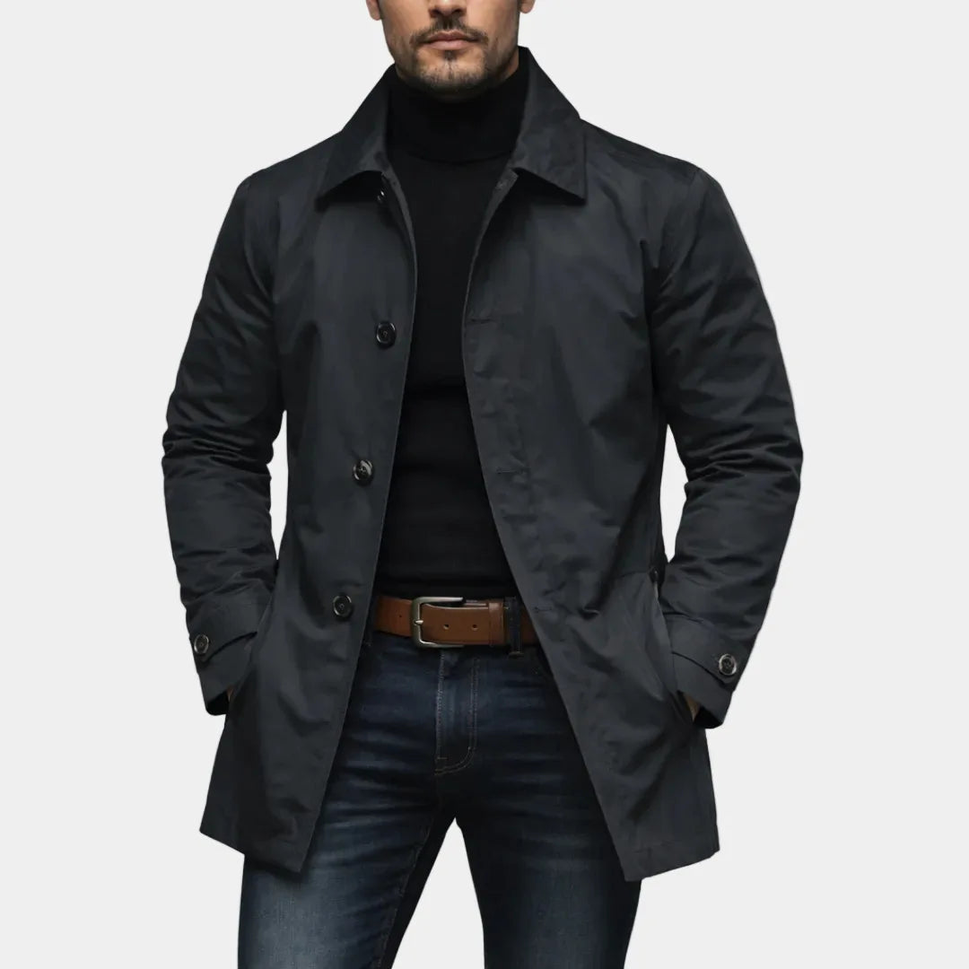 Dorian™ Coat with Structured Collar, Longline Cut and Sturdy Front Buttons