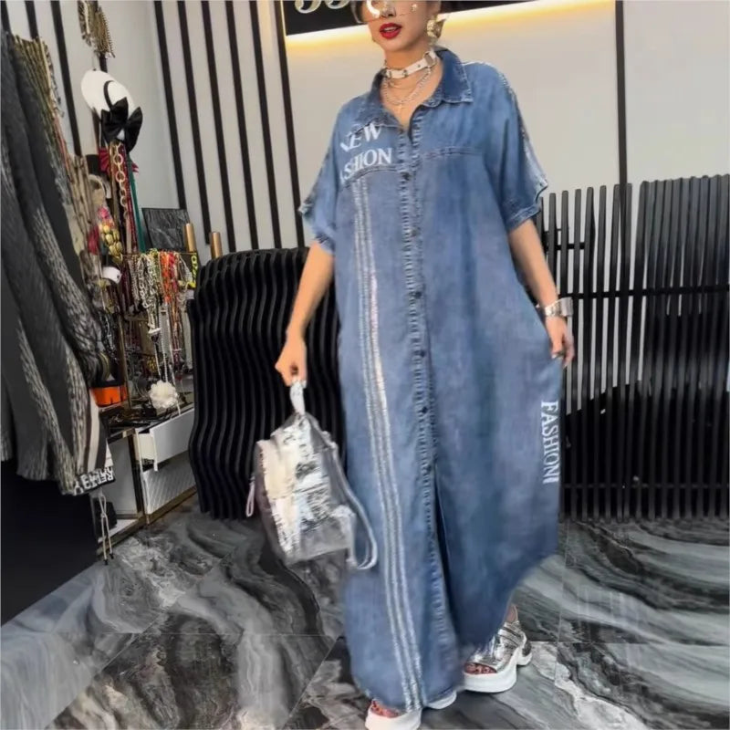 New York™ Dress in Premium Wash Denim and Oversized Design / For Women Who Defy the Basics and Impose Their Style!
