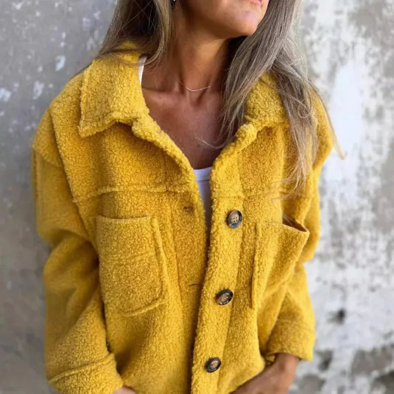 Teddy Louise™ Jacket in Premium Sherpa with Rustic Buttons / Casual Comfort that Enhances Your Winter Style!