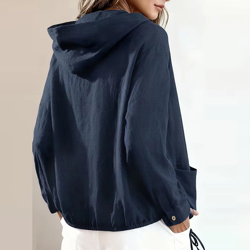 Jacket Celine™ with Hood and Adjustable Drawstring Hem