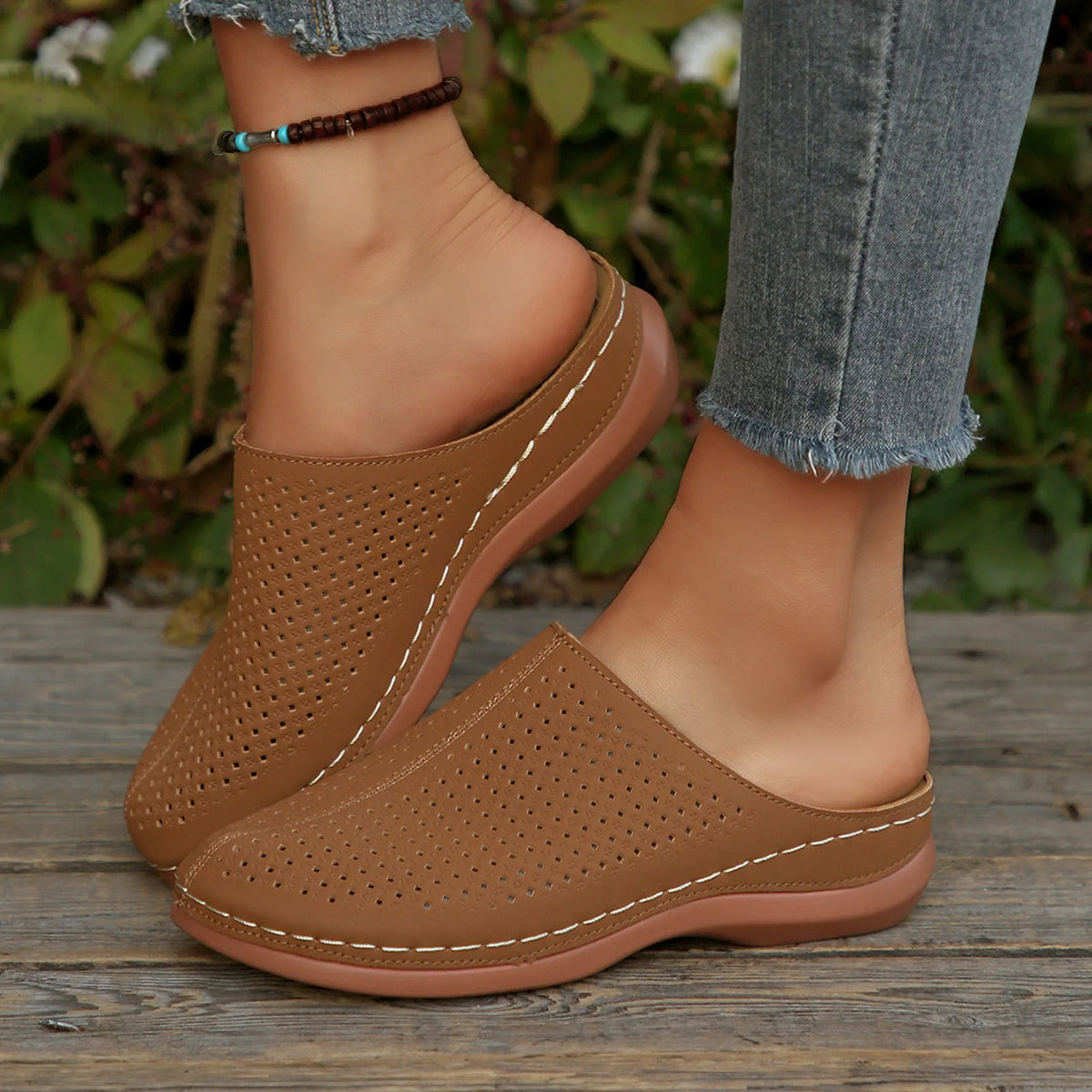 Miretta™ Mule Clogs with Perforated Upper, Open Back and Elevated Sole