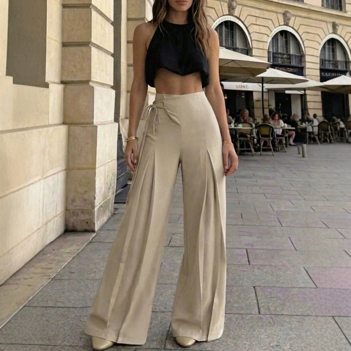 Montalva™ Pants with High Waist, Wide-Leg Silhouette and Side Tie Detail