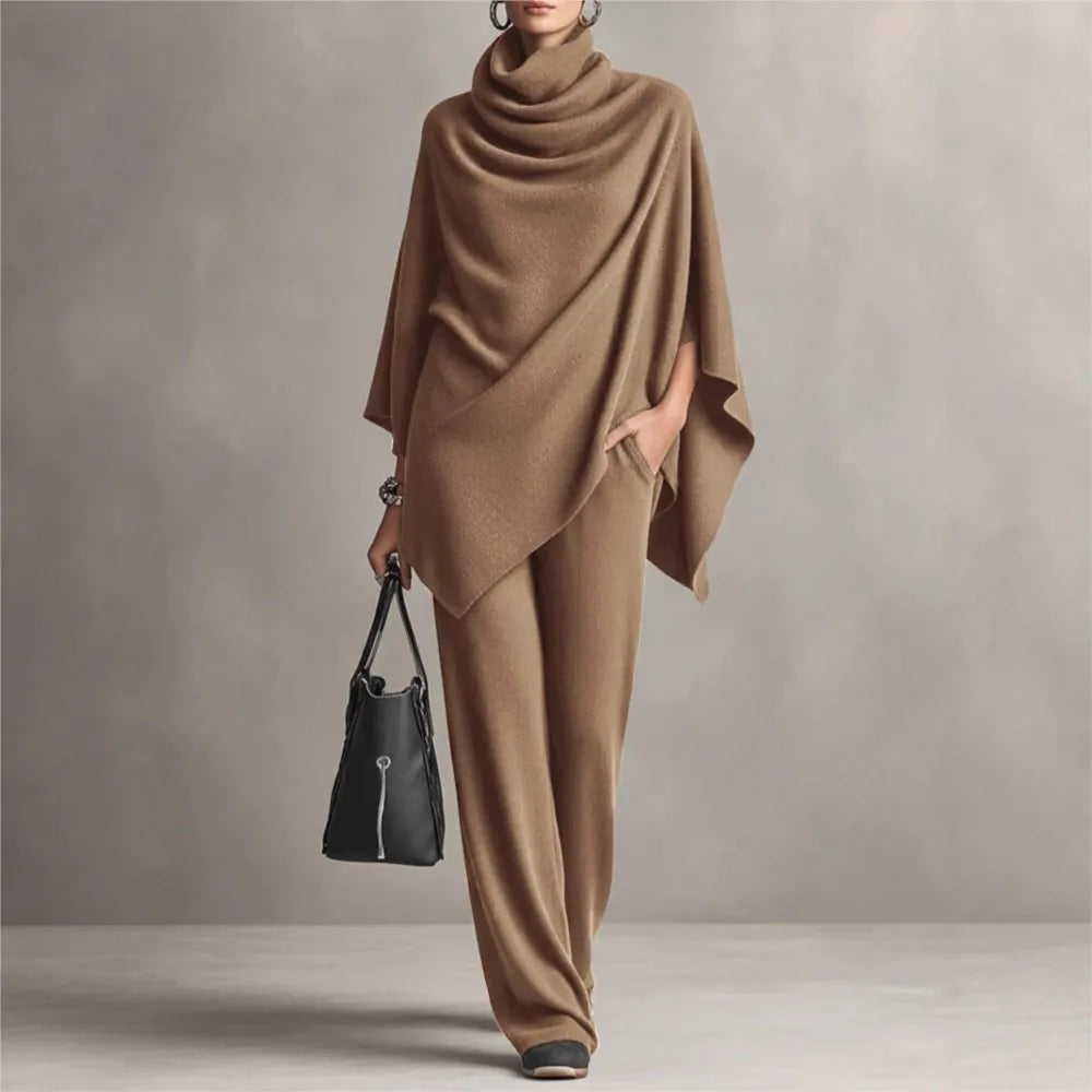 Iris™ Set with Asymmetric Draped-Neck Top and Wide-Leg Pants