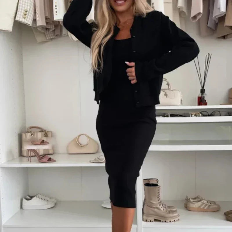 Harper™ Set with Midi Dress and Casual Jacket / Light Style and Natural Sensuality for Your Free Days!