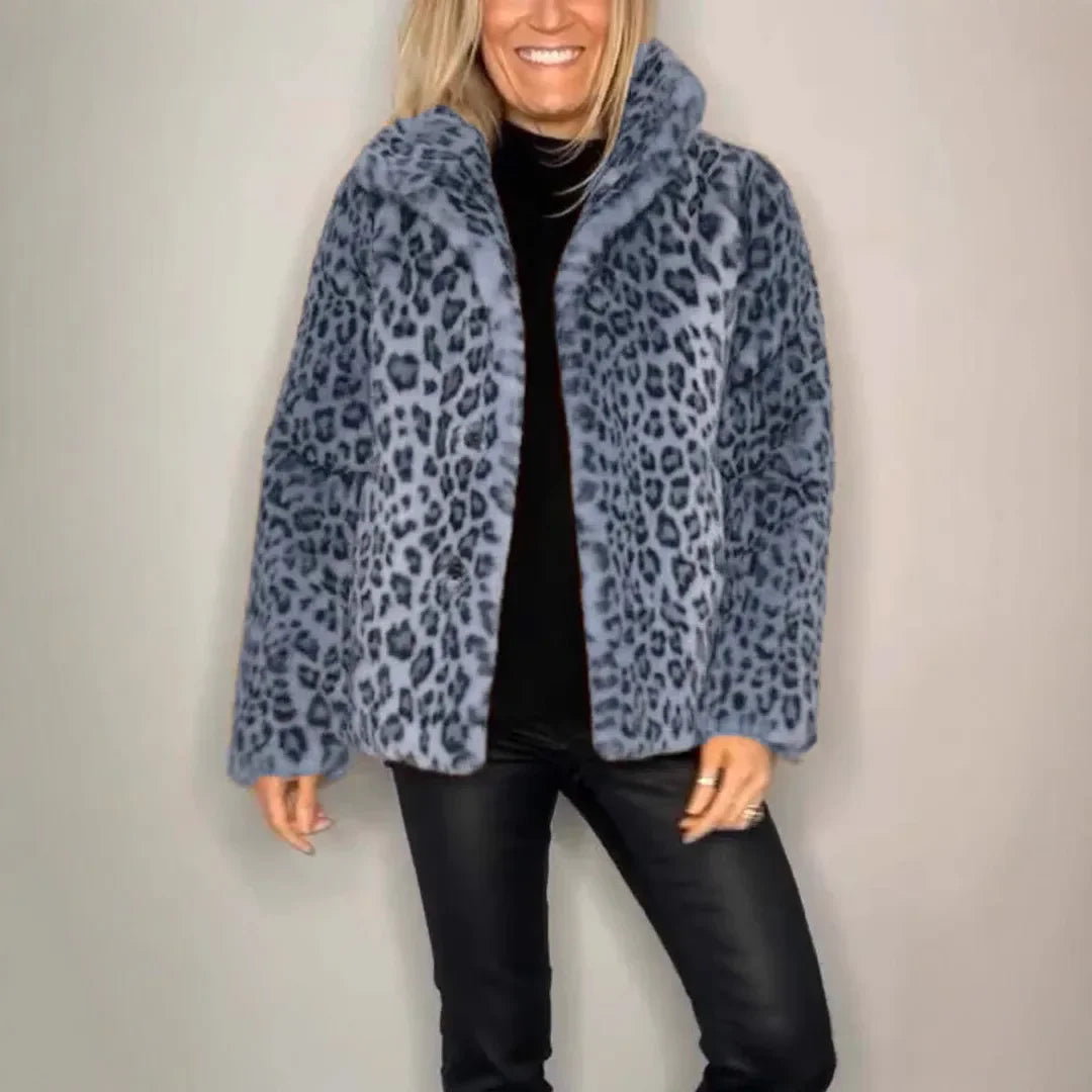 Panther Luxe™ Coat in Plush Fur with Wild Print / The Bold Side of Feminine Elegance!