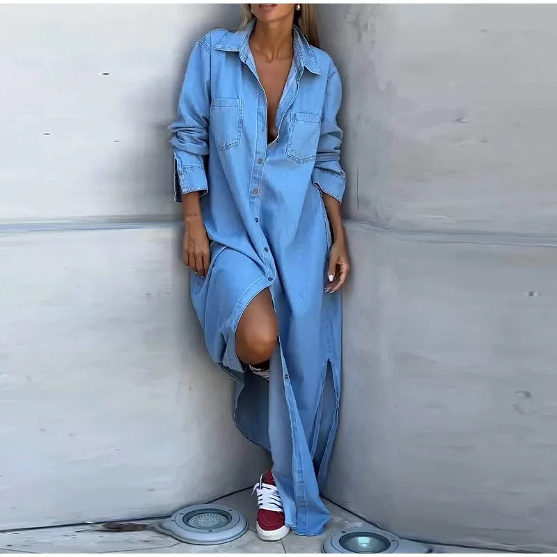 Camden™ Dress in Light Denim Jeans with Front Buttons / The Casual Chic that Walks with You!