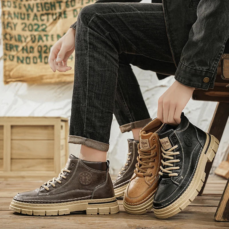 Redford™ Premium Handcrafted Leather Boots with Slip-Resistant Lug Sole and Reinforced Stitching