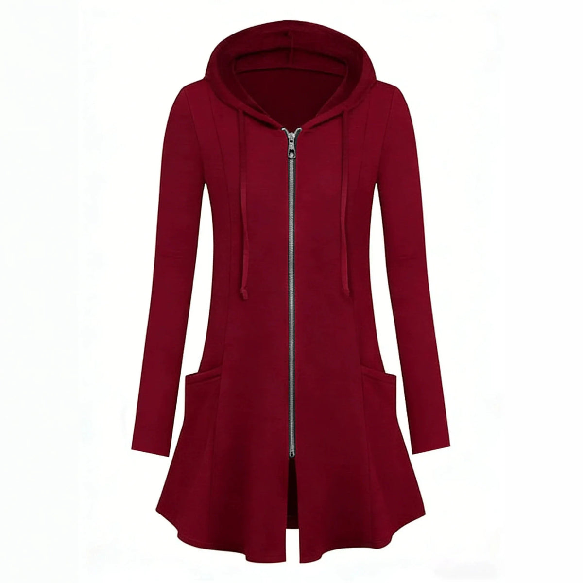 Lucerne™ Hooded Coat with Longline Fit and Metallic Front Zipper