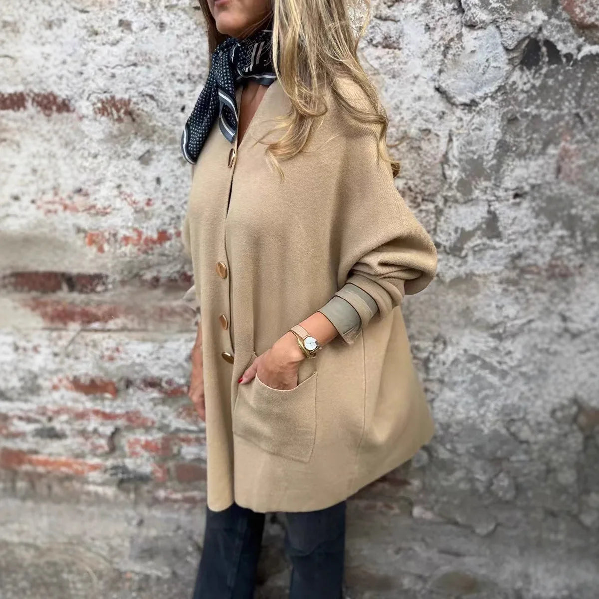 Aveline™ Cardigan in Heavyweight Knit with Gold Buttons and Front Pockets / Timeless, Versatile, and Irresistibly Chic!