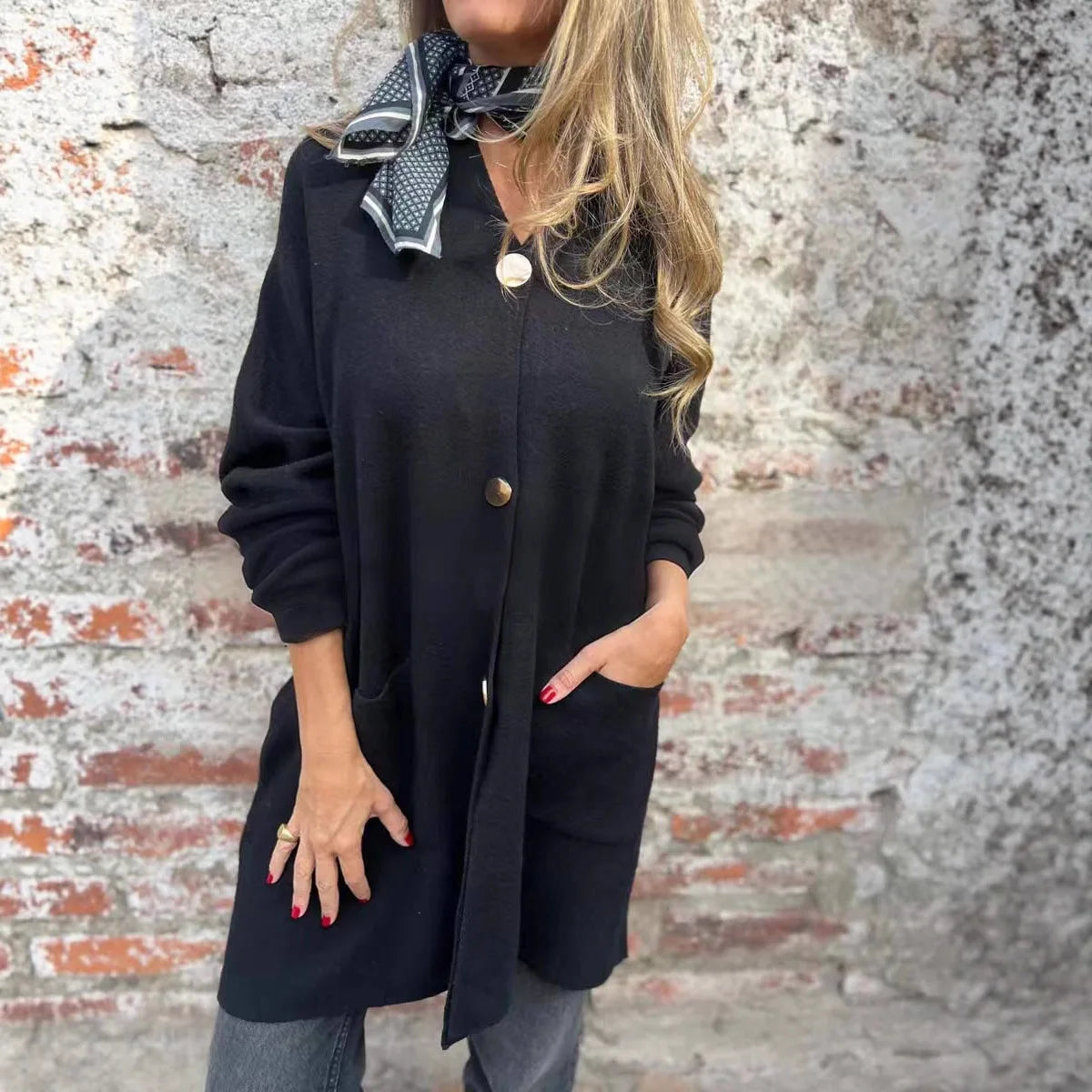 Aveline™ Cardigan in Heavyweight Knit with Gold Buttons and Front Pockets / Timeless, Versatile, and Irresistibly Chic!