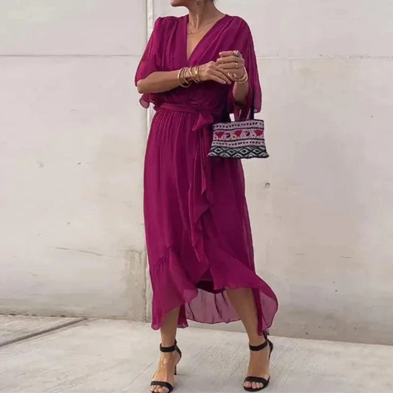 Lumière™ Dress with Flowing Sleeves and Adjustable Waist / The Perfect Balance between Lightness and Elegance!